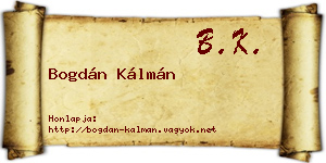 Bogdán Kálmán névjegykártya